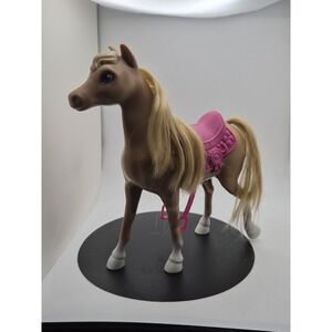 Mattel 8 1/2" Barbie Brown/Blonde Horse Pink Saddle Nice Fashion Horse